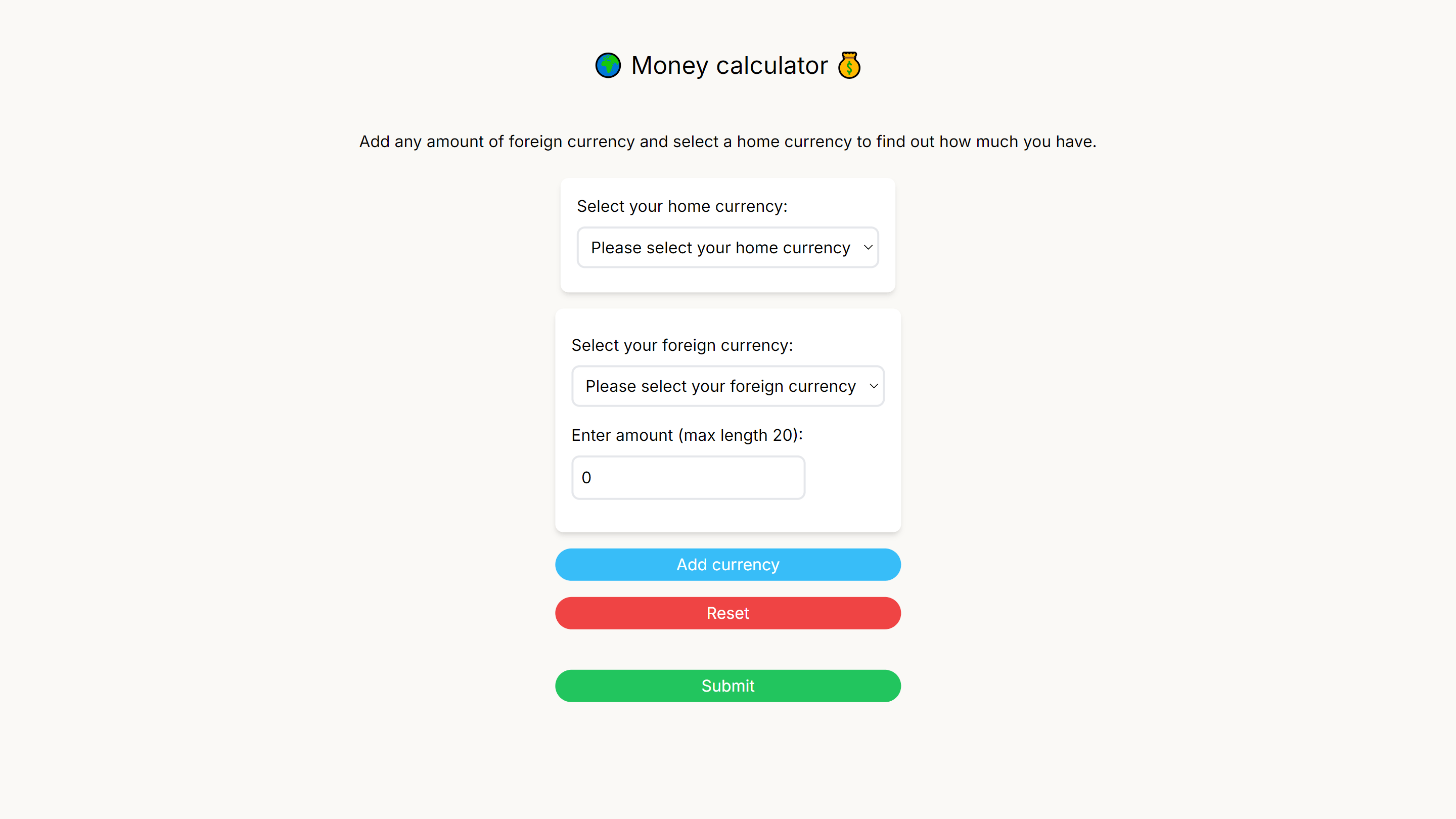 Money calculator